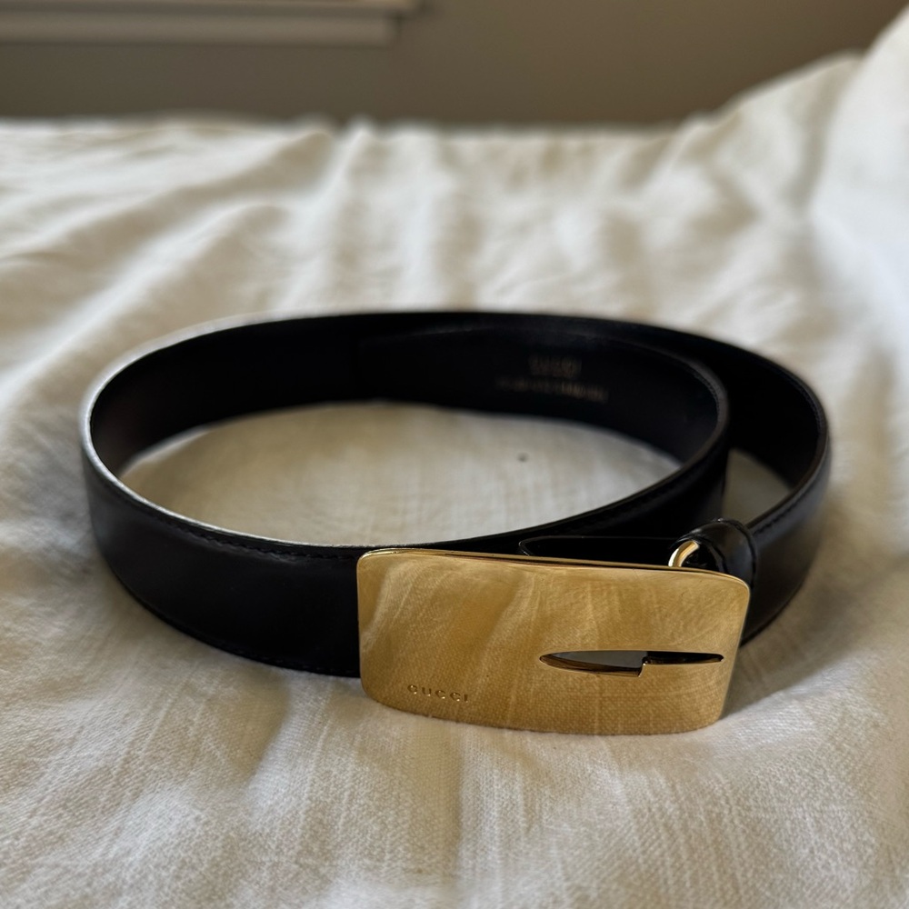 Gucci tom ford black g buckle belt